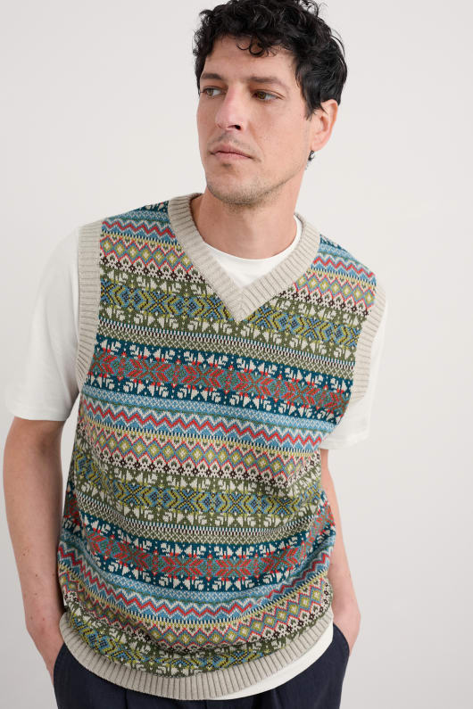 män kitto fair isle väst