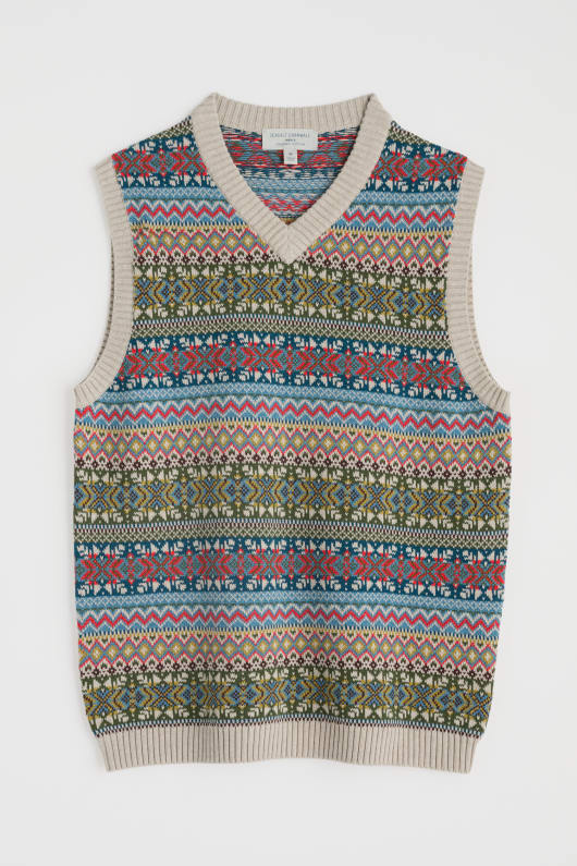 män kitto fair isle väst