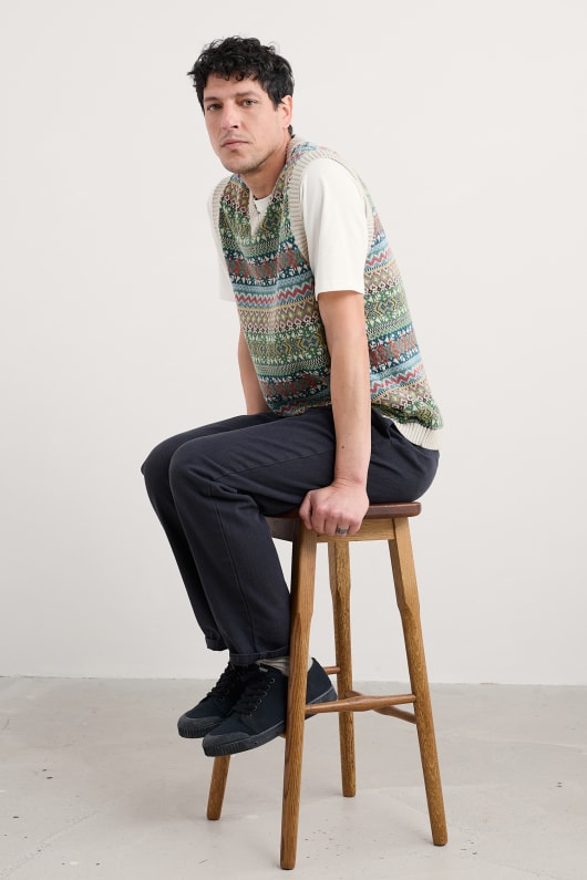 män kitto fair isle väst