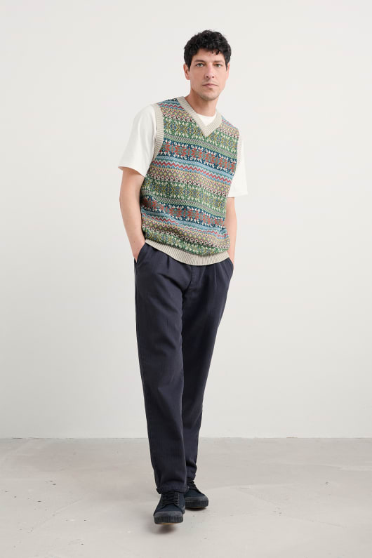 män kitto fair isle väst