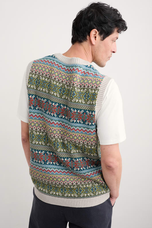 män kitto fair isle väst