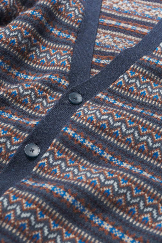 män petherwin fair isle cardigan med lammull