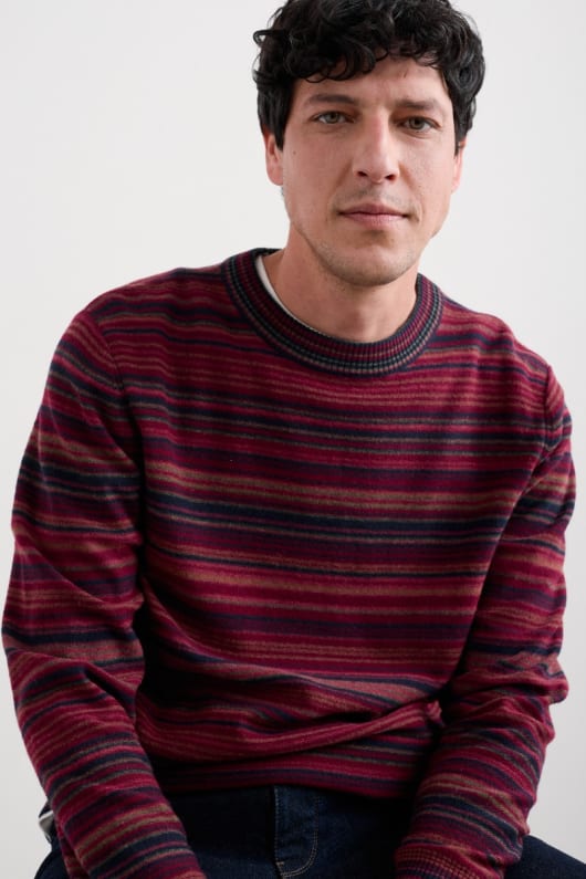 män notebook randig jumper med lammull