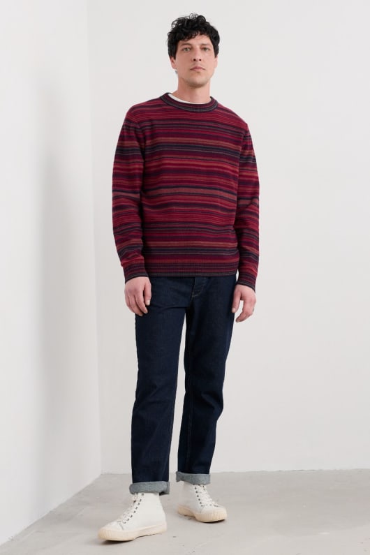 män notebook randig jumper med lammull