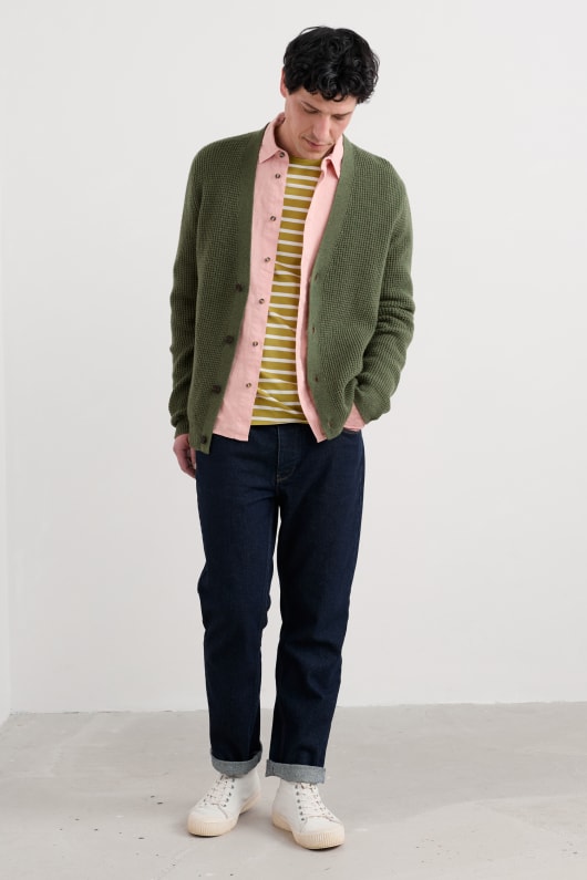män scott s quay våffla knit cardigan