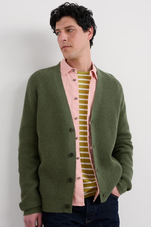 män scott s quay våffla knit cardigan