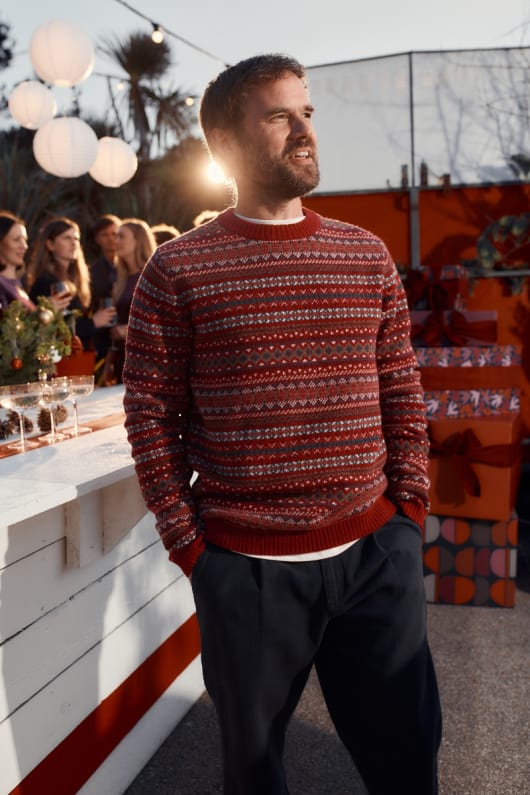 män fallet fair isle jumper