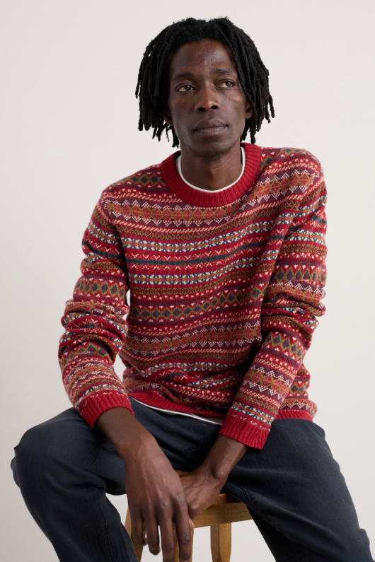män fallet fair isle jumper