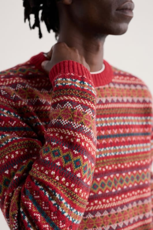 män fallet fair isle jumper