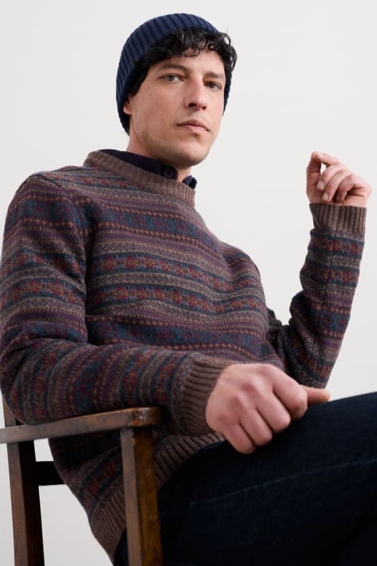 män carracks fair isle jumper