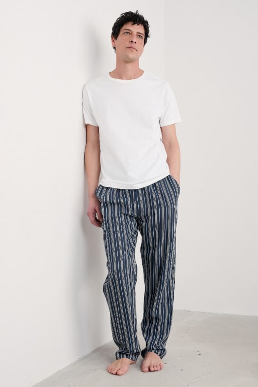 män frakt ljus randig pyjamas byxor
