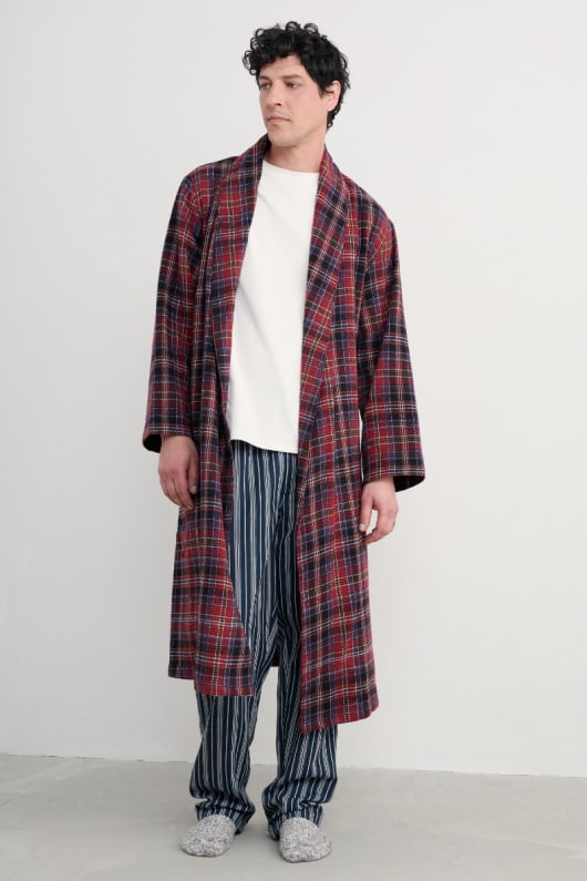 män deckhand kontrolleras flanell robe