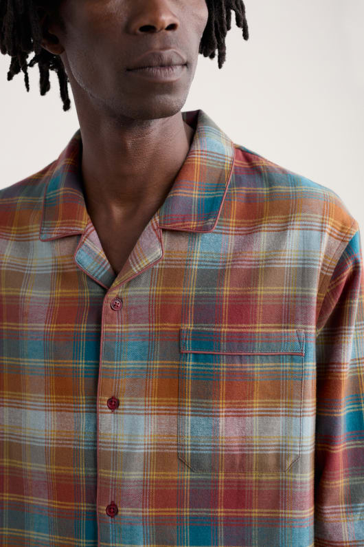 män netter kontrolleras flanell pyjamas set