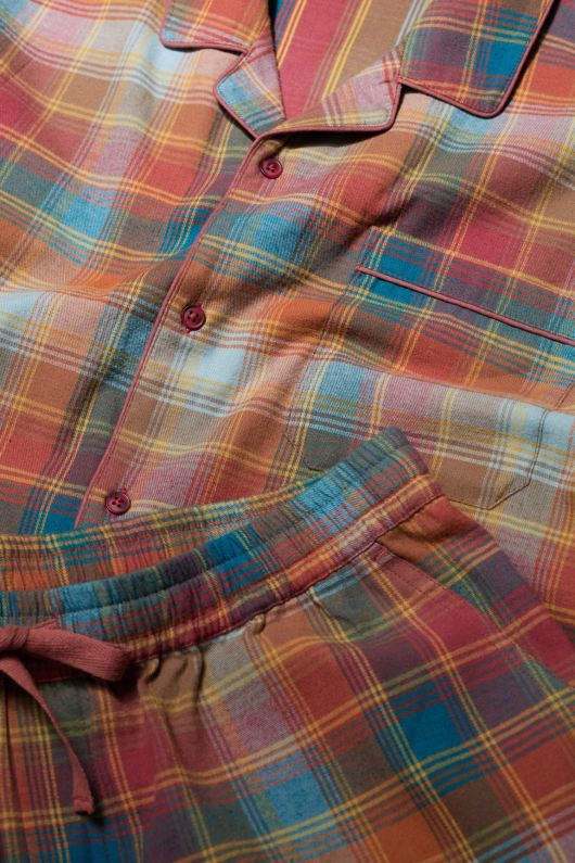män netter kontrolleras flanell pyjamas set