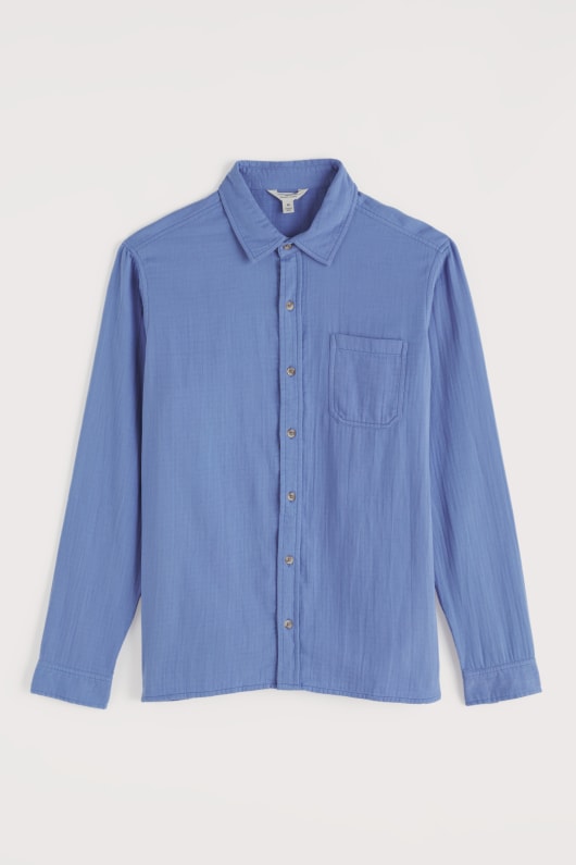 män vattenkokare dubbel gasbinda shirt i gots-certifierad ekologisk bomull