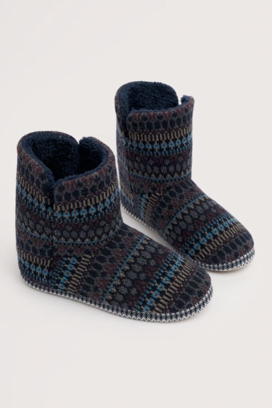 northaway män fair isle fleece fodrad tofflor stövlar