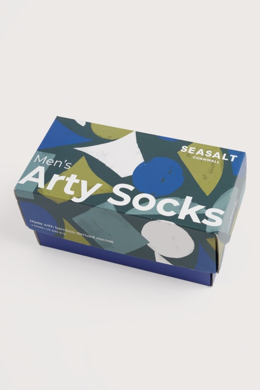 presentask med 4 män geometriska arty strumpor