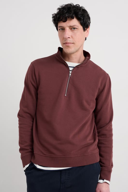 män trä moss kvartalet zip tröja