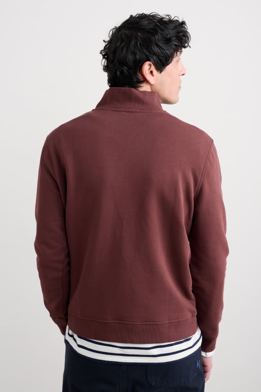 män trä moss kvartalet zip tröja