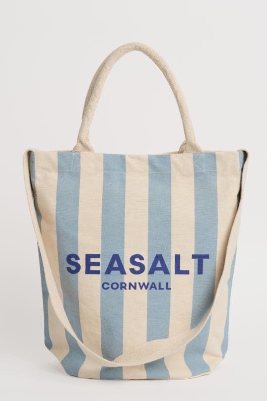 canvas-stripe logotyp tote väska