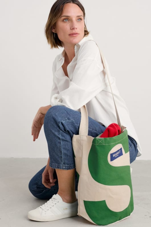 duk grön seasalt logotyp tote väska