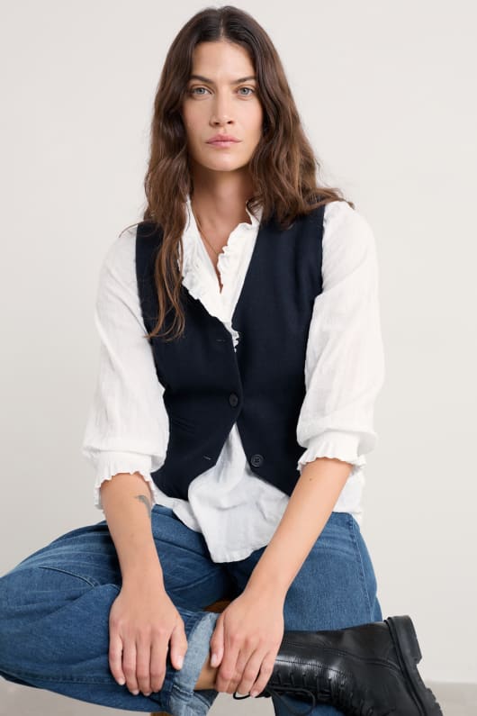 lowena v-neck ull-blandning väst