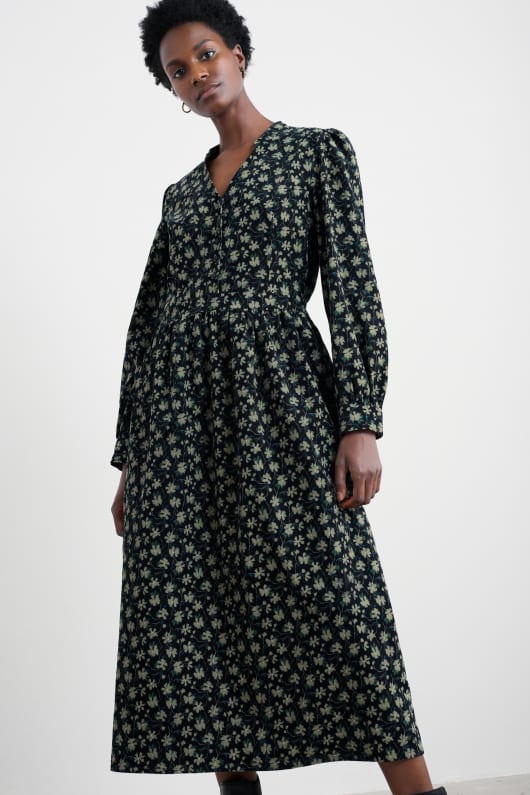 rose cottage tryckt sladd midi-dress