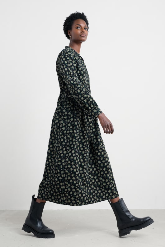 rose cottage tryckt sladd midi-dress