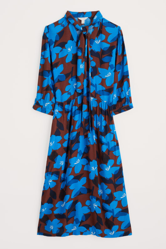 hamnviken tryckt slips hals midi-dress