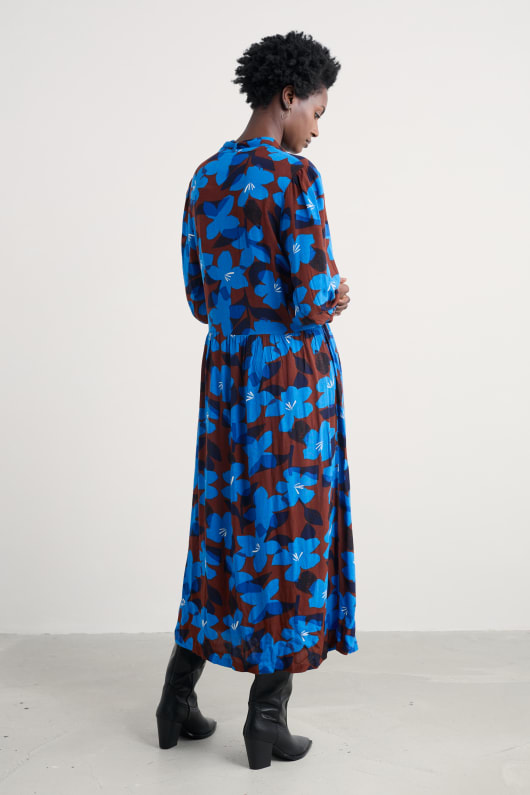 hamnviken tryckt slips hals midi-dress