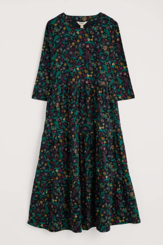 linje slag differentierad klänning i gots-certifierad ekologisk bomull jersey