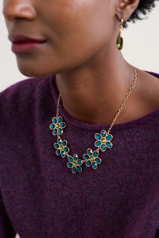 facetterade blommar halsband