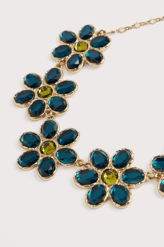 facetterade blommar halsband