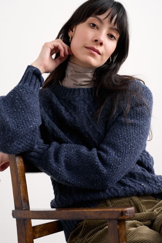 tressa kabel-stickad jumper