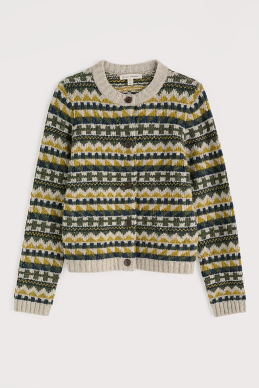 dawson plocka merino-blandning fair isle cardigan