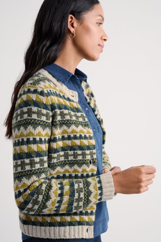 dawson plocka merino-blandning fair isle cardigan