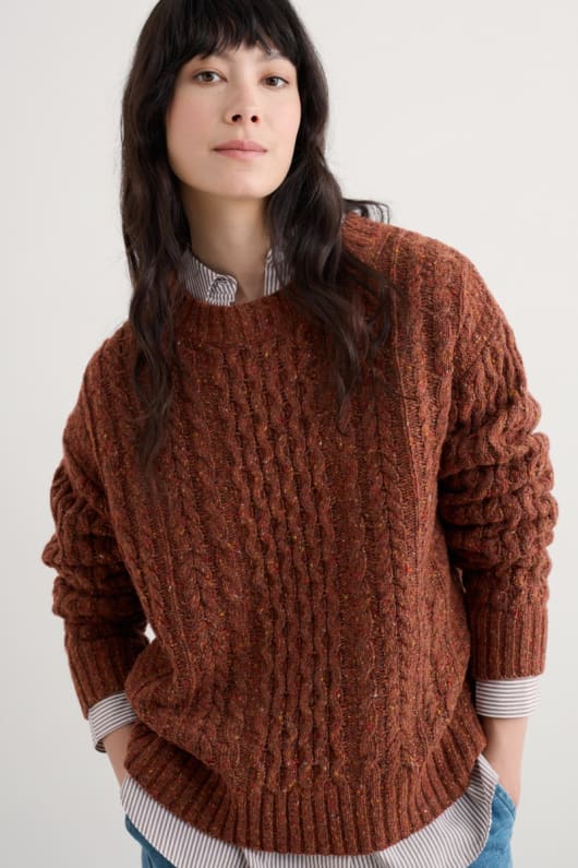 newlyn kabel-stickad jumper