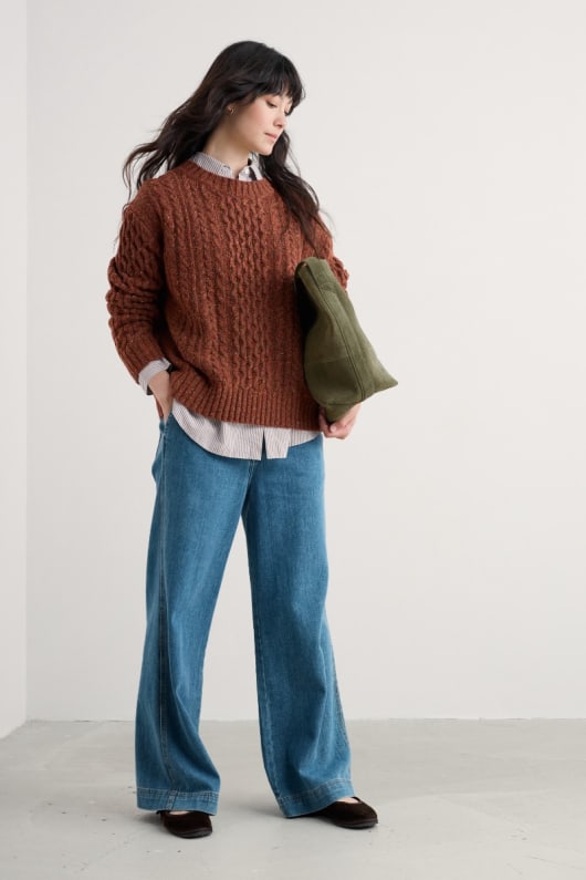 newlyn kabel-stickad jumper