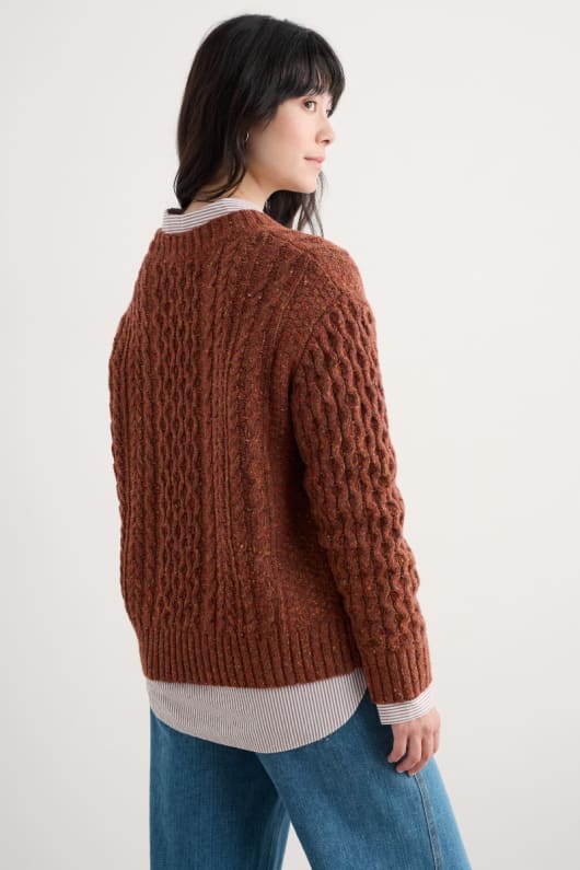 newlyn kabel-stickad jumper