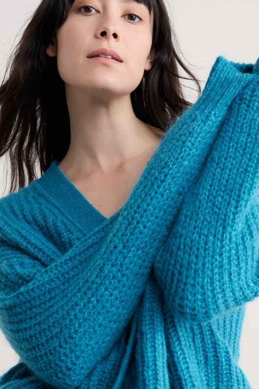 steg v-neck cardigan med mohair