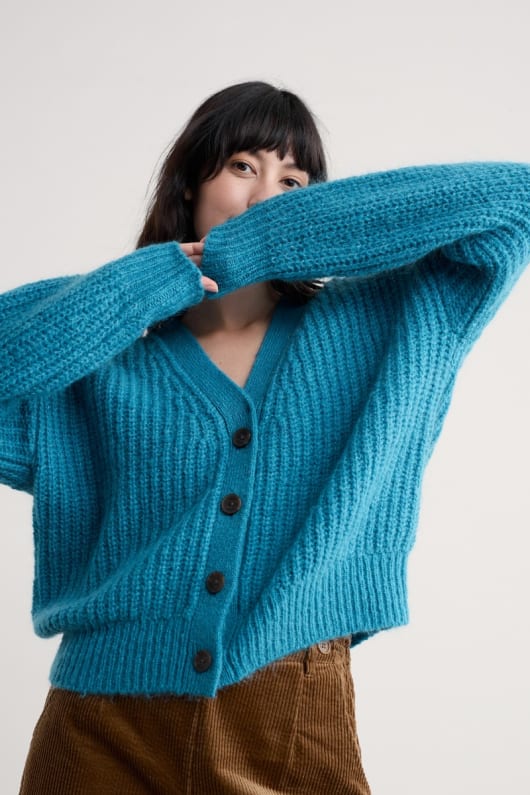 steg v-neck cardigan med mohair