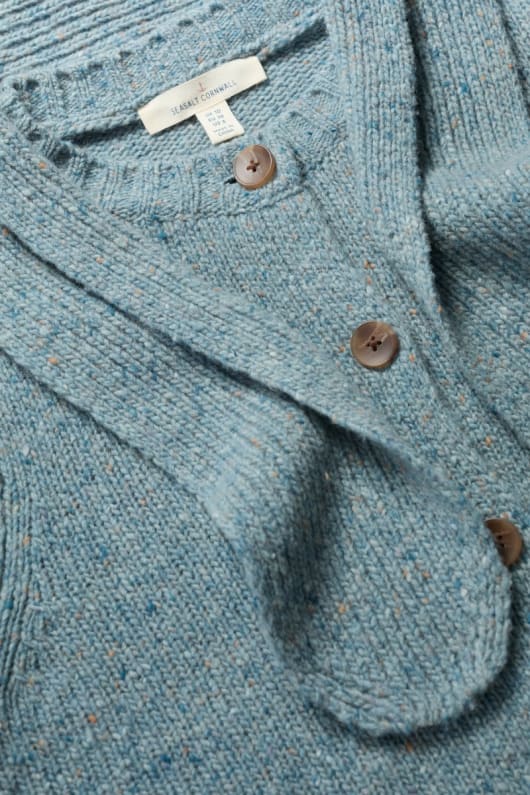 fetknopp cardigan med halsduk detalj