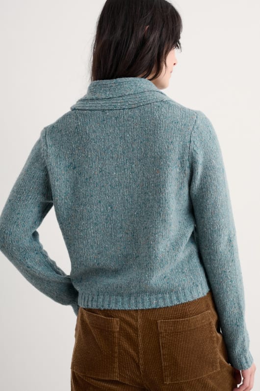 fetknopp cardigan med halsduk detalj