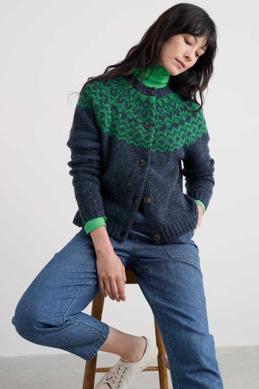 port kinnis fair isle cardigan med merino