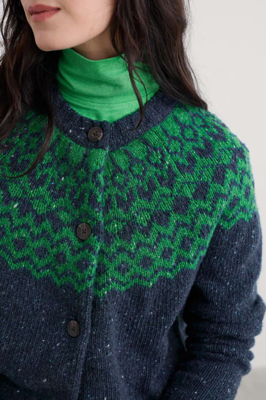 port kinnis fair isle cardigan med merino
