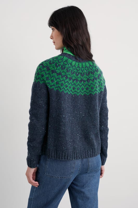 port kinnis fair isle cardigan med merino