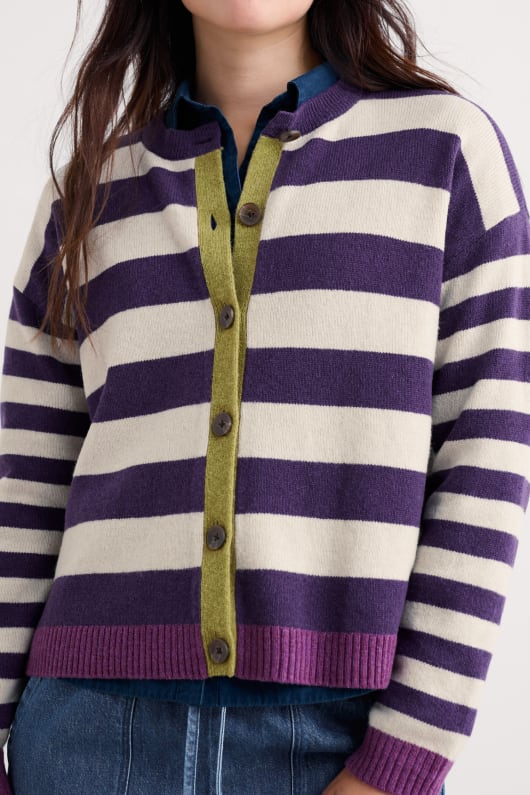 pinwell randig cardigan gjort med lammull