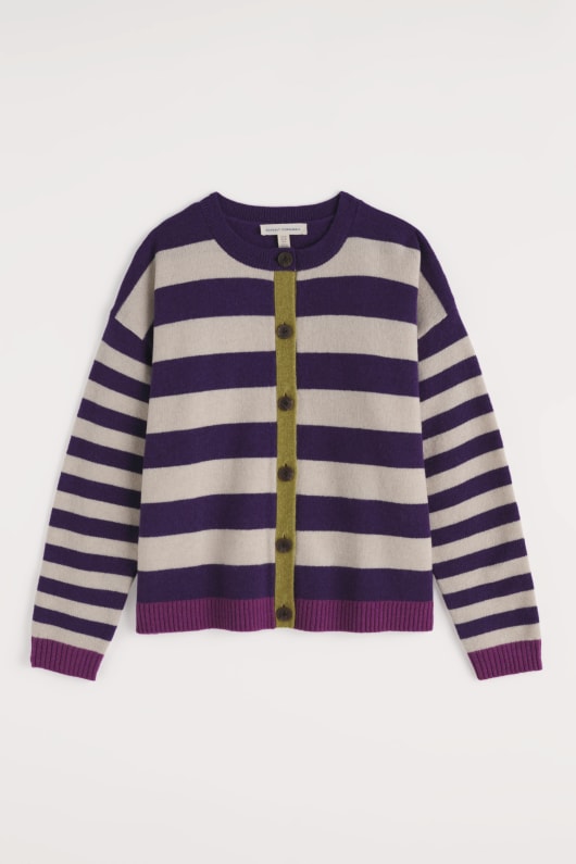 pinwell randig cardigan gjort med lammull