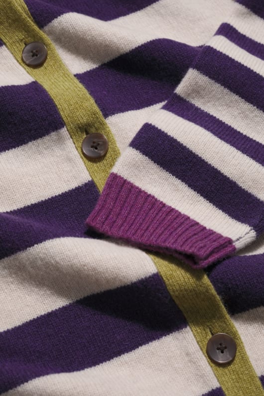pinwell randig cardigan gjort med lammull