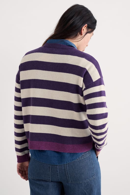 pinwell randig cardigan gjort med lammull